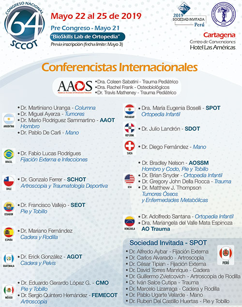 Dr. Frank to serve as faculty in Cartagena, Colombia, South America, for the upcoming 64th SCCOT National Congress, representing the AAOS and giving lectures on OrthoBiologics, focusing on PRP and Cellular Therapy!