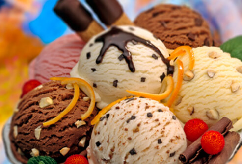 Gourmet ice cream can be high in calories and fat.
