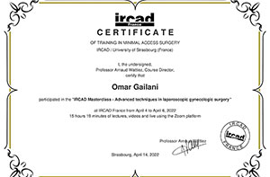 Omar Gailani Participated in the IRCAD Masterclass -Advanced techniques in Laparoscopic Gynecologic Surgery