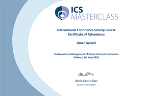 Omar Gailani has participated in the ICS Masterclass International Continence Society Course