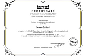 Omar Gailani  Participated in the IRCAD Masterclass Current techniques in endometriosis treatment